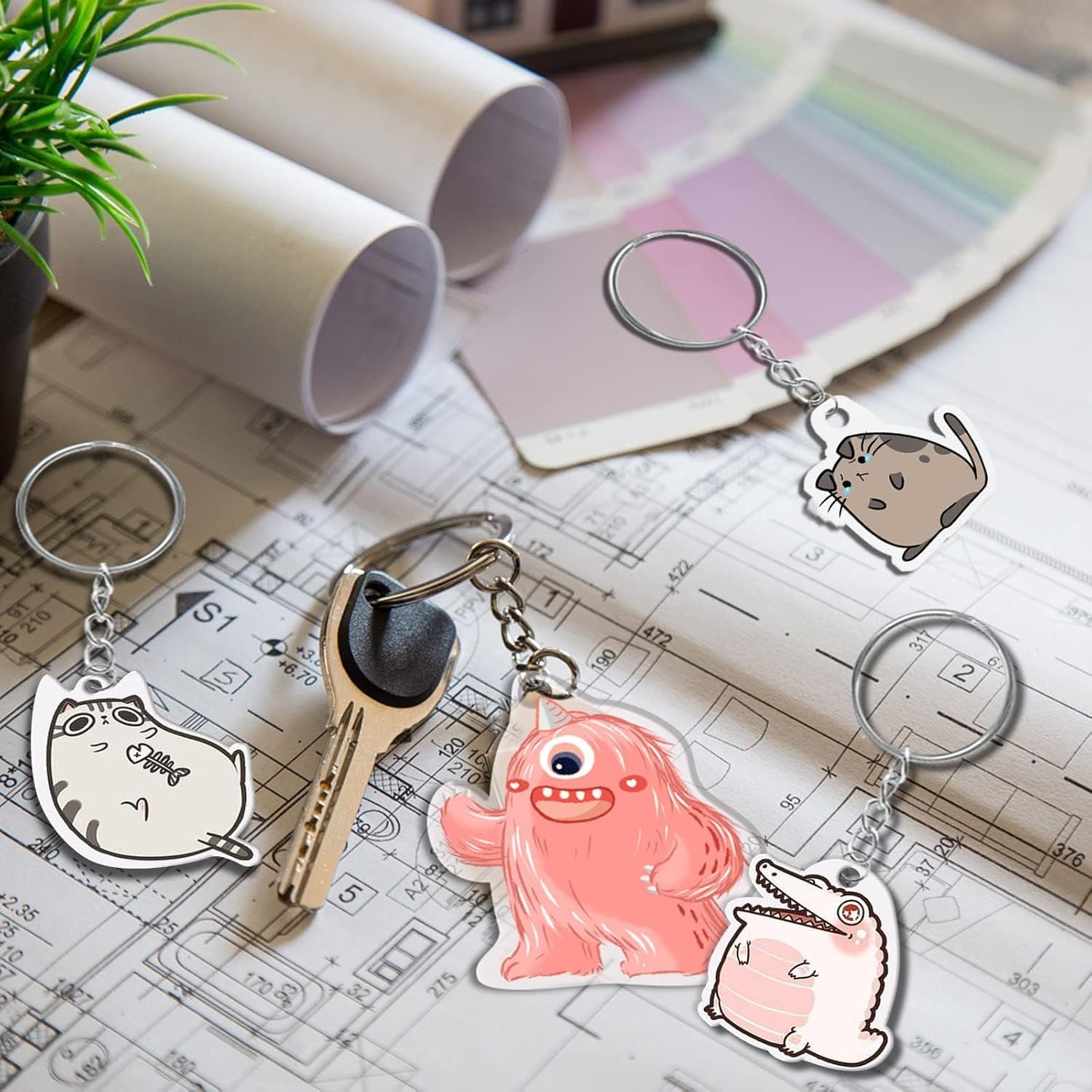 WOOWAIR 225 Pezzi Set di Fogli in Plastica Termoretraibile, 20x14,5cm Magica Shrink Plastic include 25 Fogli di Carta Termoretraibile e 100 Portachiavi con Catenine per Artigianale Creativa Fai da Te