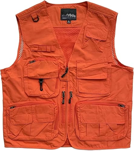 Rizanee Mens Lightweight Outdoor Vest Fishing Photography Travel Safari Vests with Multiple Pockets