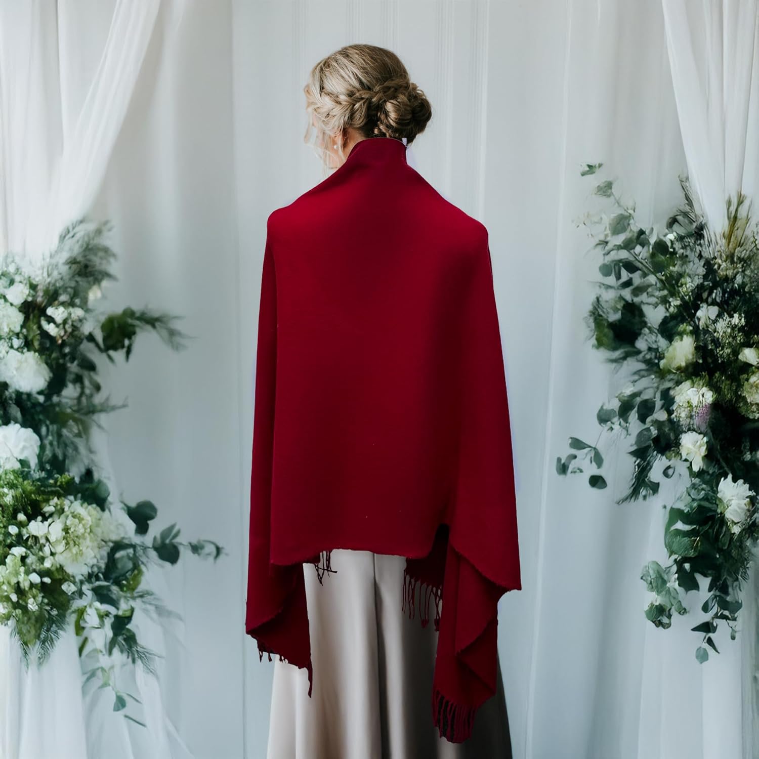 CBC Crown Women's Pashmina Shawl and Wrap, 78 x 26 inches, Soft Cashmere-like Feel Scarf, Black, Navy - Image 6