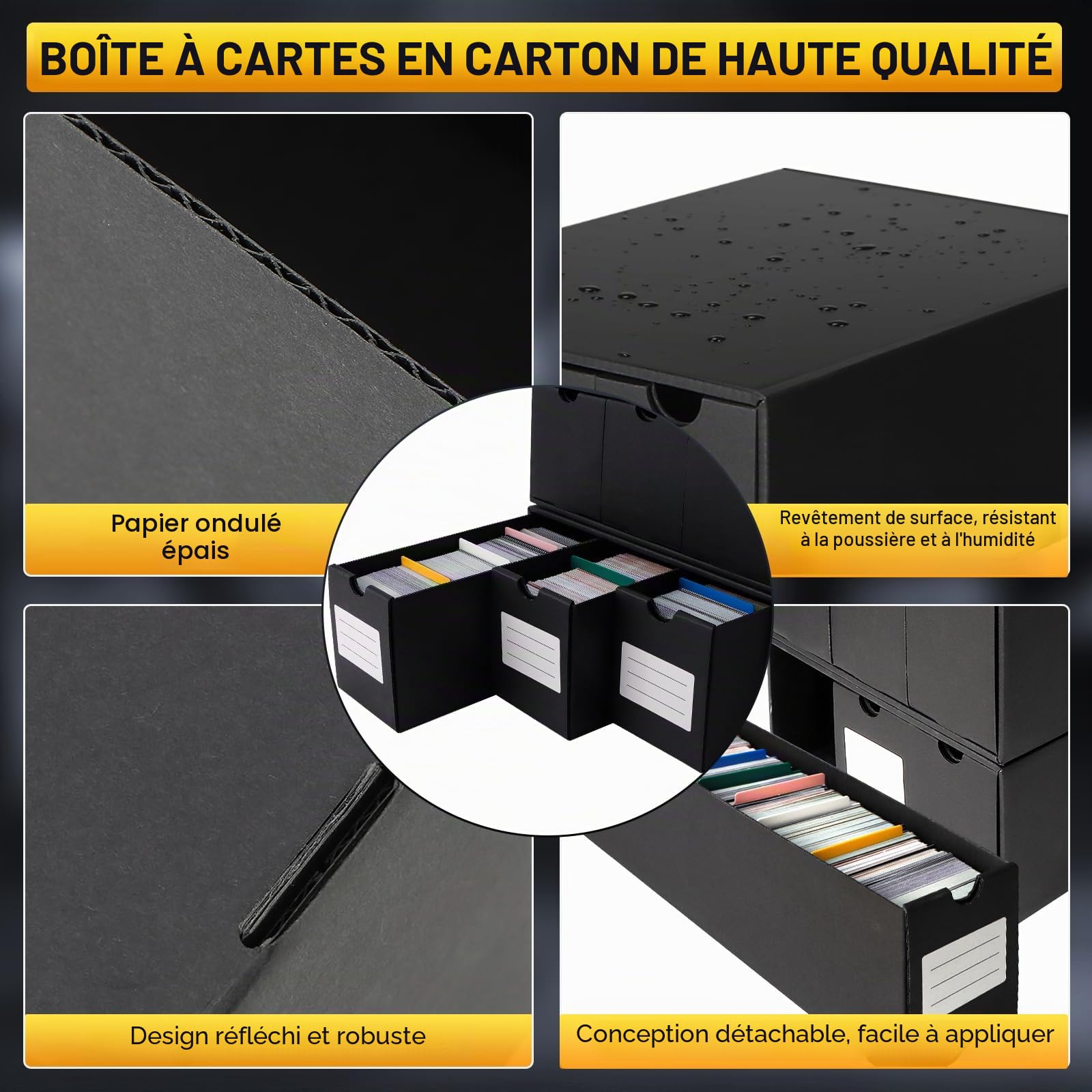 HIMOMO Boîte de Rangement pour Cartes à Collectionner 18000+ Cartes, Organisateur de Cartes avec 60 Diviseurs, Boîte pour Cartes TCG, MTG, PTCG avec Étiquettes et Ruban Adhesif