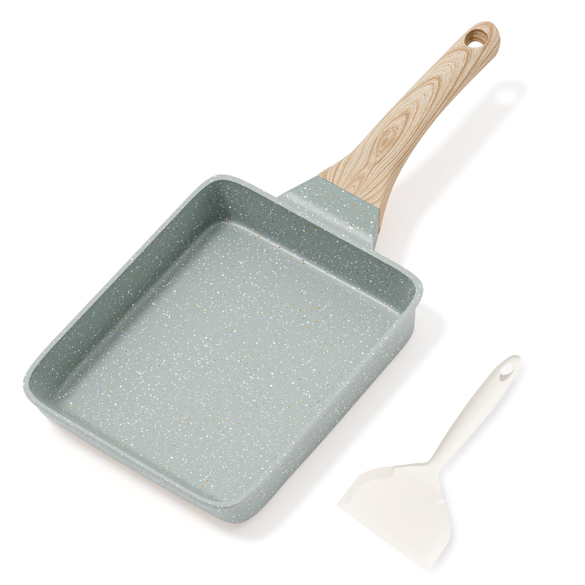 RIOVARM Antiadherente Sartén Tortilla Inducción Sartén para Huevos Granito Sartén Pequeña sin PFOA Redonda 4 agujeros Sartén escalfadora de huevos para el desayuno Sartén para tortitas — view 14