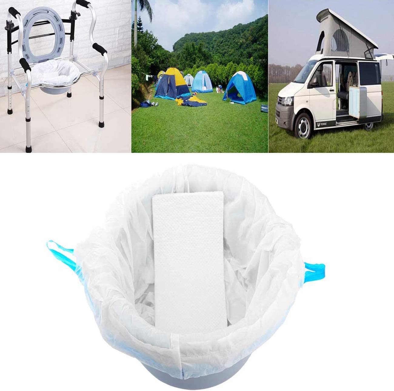 Disposable Toilet Bags for Travel Outdoor Camping RV Emergency Bedside Commode Liners with Absorbent Pads Portable Commode Bags(Universal - 28 Pack) US Stock