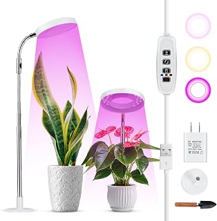 Etetale Grow Lights for Indoor Plants, LED Grow Lights with Base, 360° Gooseneck X Height Adjustable, 3 Color X 10 Brightness Options, Auto Timer 3/9/12H, Full Spectrum Plant Light Indoor, 2 Pack