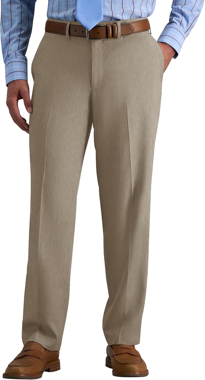JWM Men's Dress Pants Classic Fit Slacks Golf Work Pant Expandable-Waist Flat-Front Casual Comfy Trousers