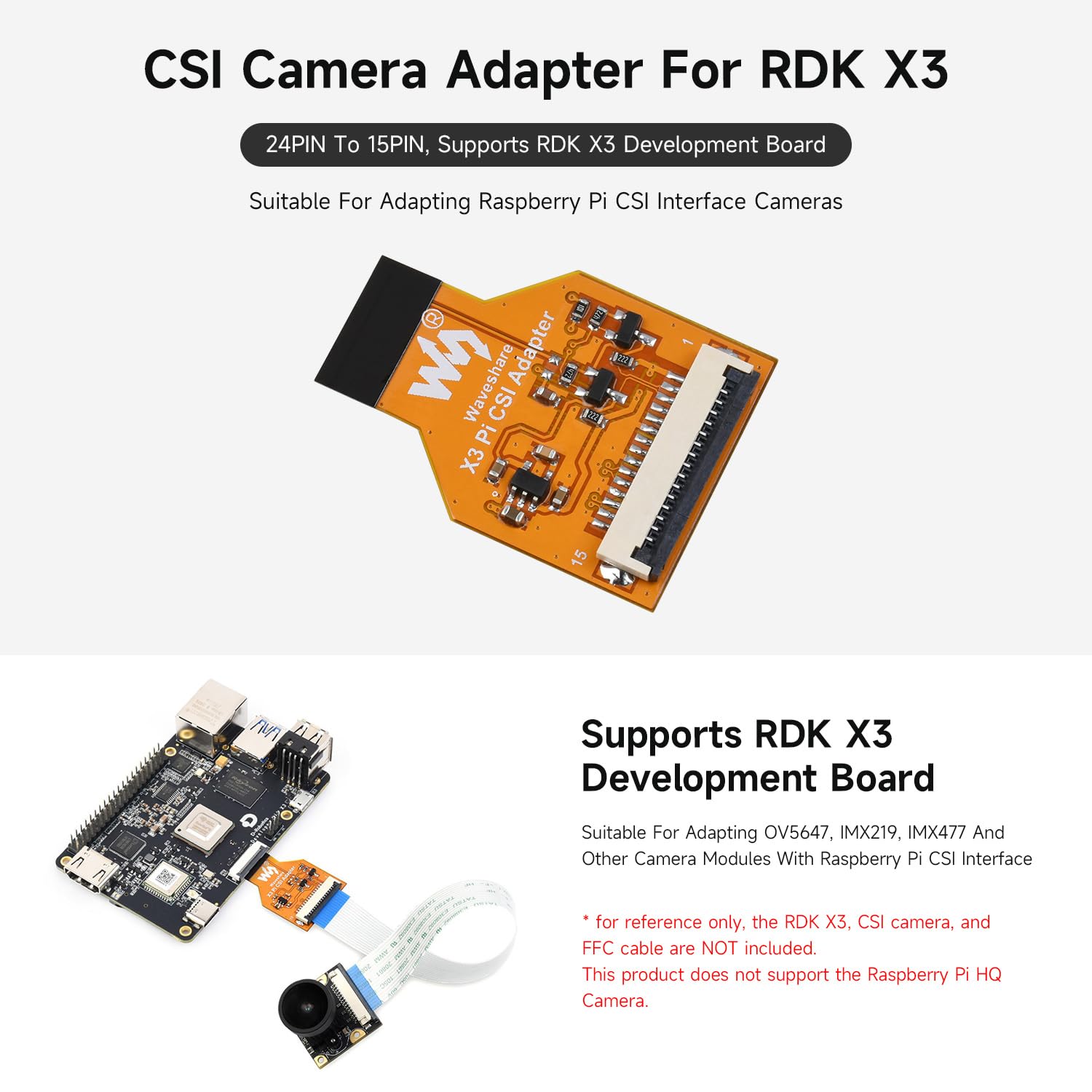 Waveshare CSI Adapter for RDK X3 Development Board 24PIN to 15PIN