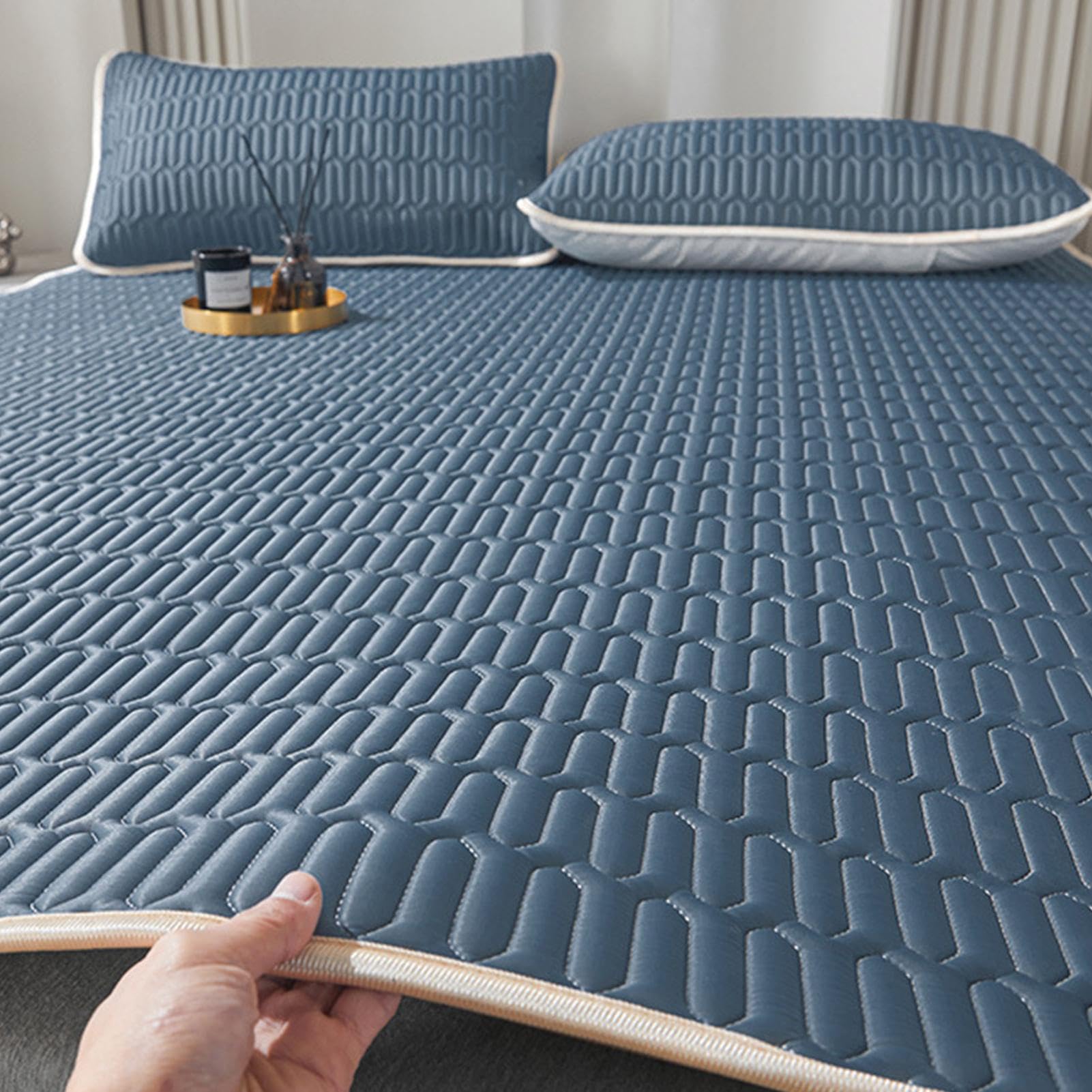 Tappetino estivo per camera da letto, materassino rinfrescante estivo, tappetino per dormire, 180 x 200 cm, letto singolo in seta di ghiaccio per camera da letto studio