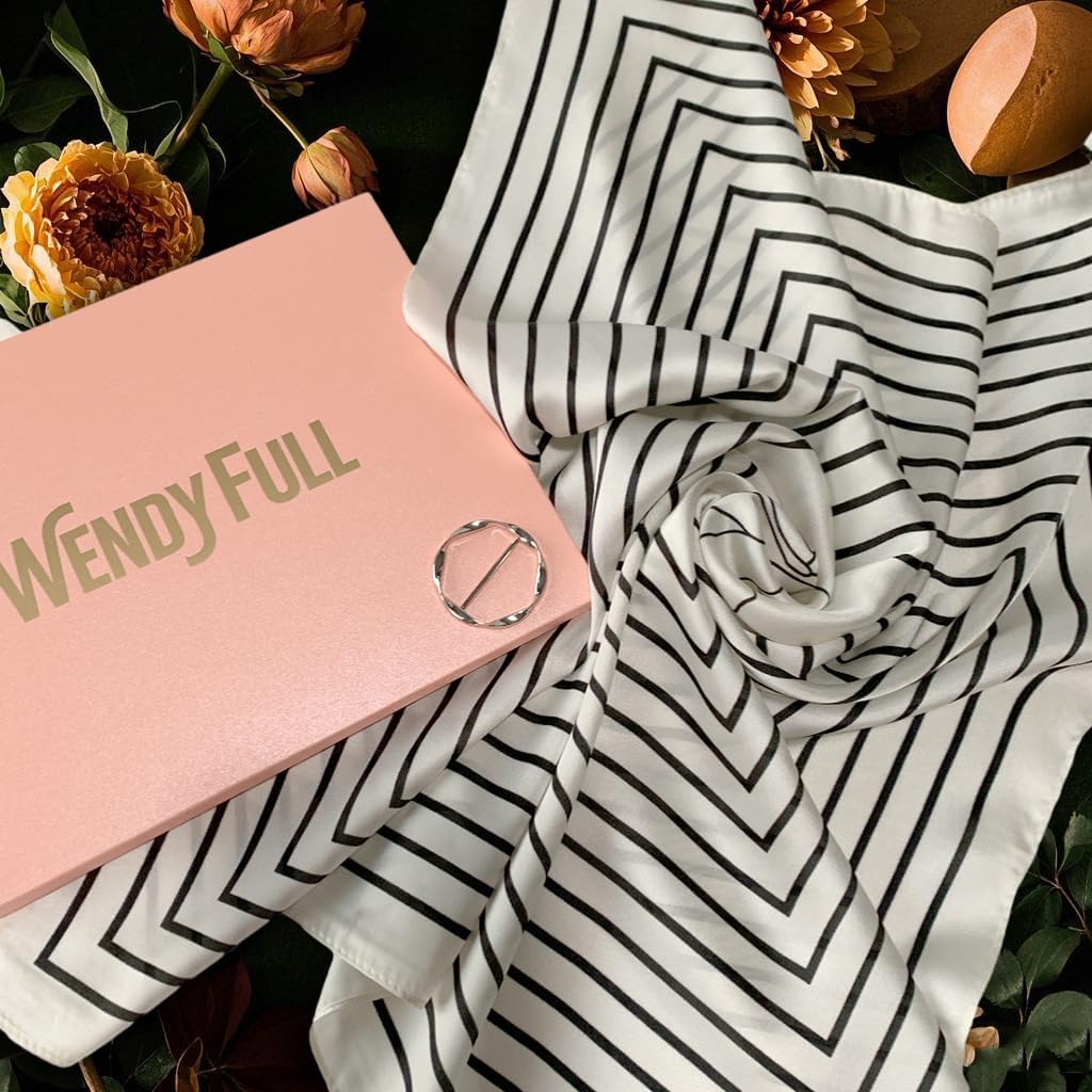 Mulberry Silk Feeling Head Scarf 27" Women's Fashion Square Neck Satin Scarfs for Bag Hair Scarves with Scarf Ring image 5