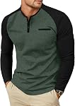 Sailwind Hommes manches longues Henley Chemises Casual Classic Tee Button de coton Henley