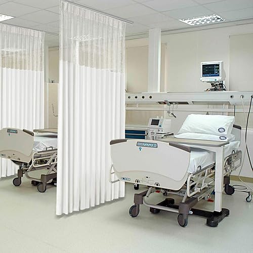 Frelement Cortina médica plisada de 96 pulgadas de ancho x 84 pulgadas de largo, color blanco, para hospital, clínica médica, spa, cuarto de bebé,