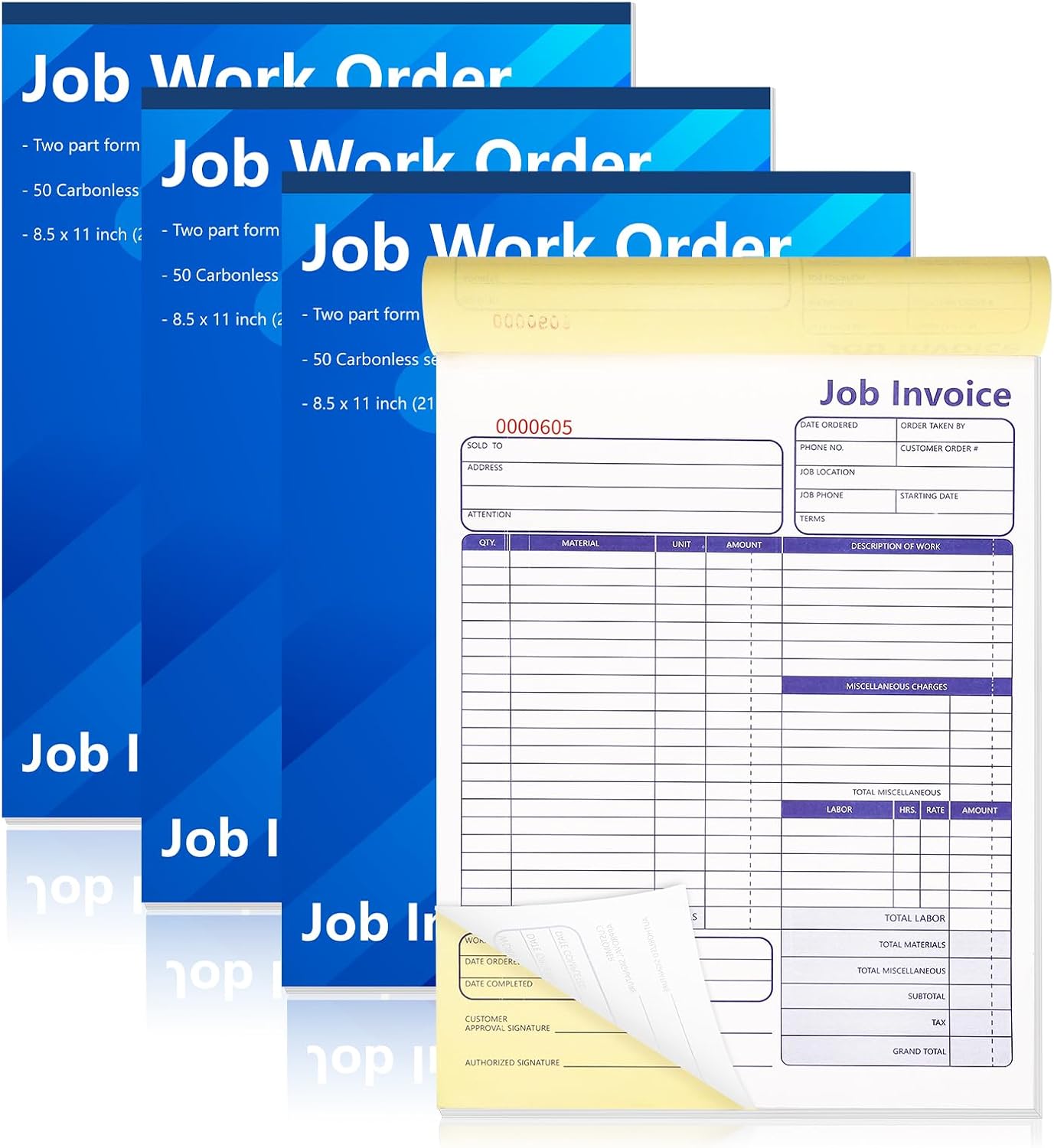 Amazon.com : 200 Set Job Work Order Forms Job Invoice Forms Invoice ...