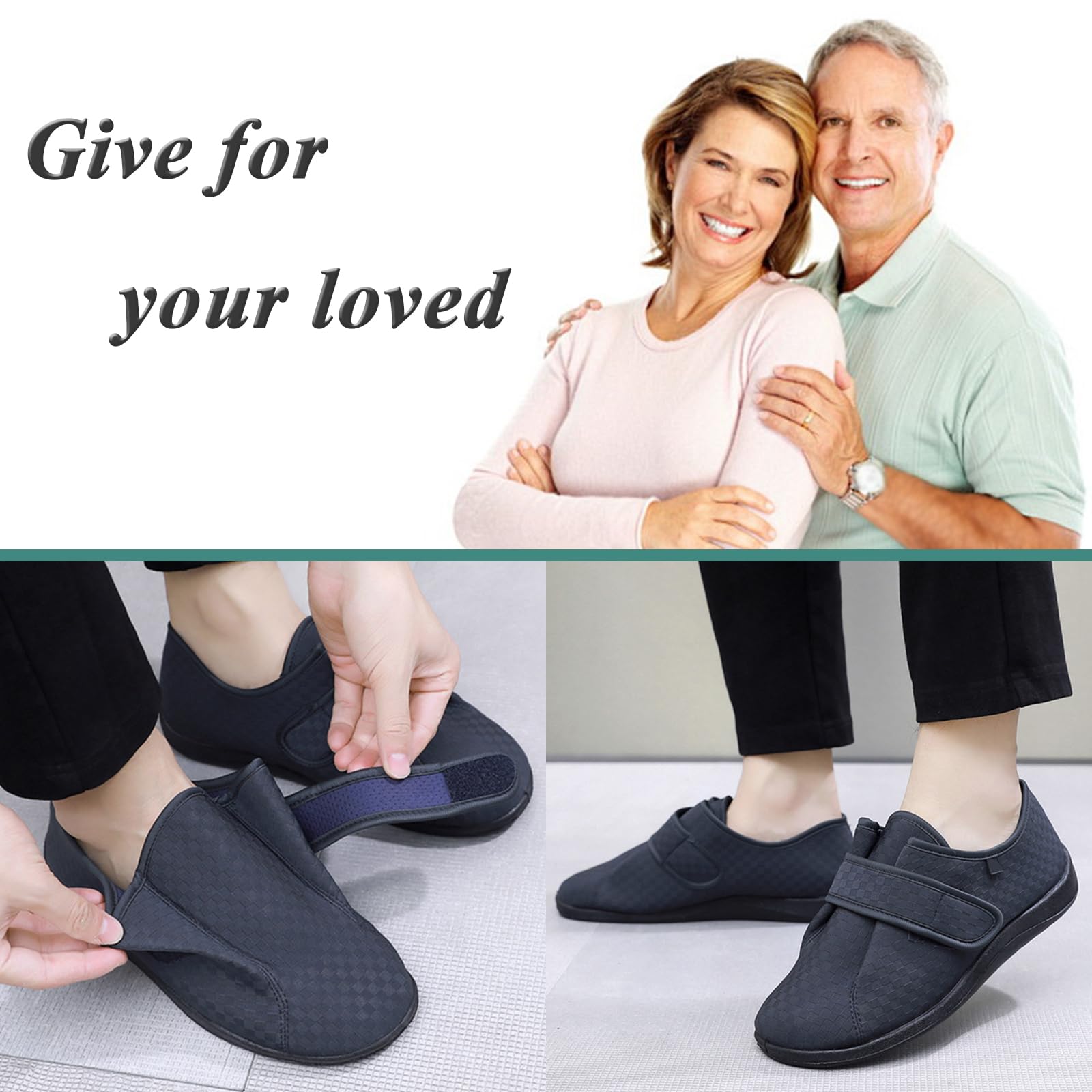 Sandali Donna Pantofole Diabetiche Uomo, Regolabili Antiscivolo Traspirante Larghe Scarpe, Extra Larghe Comode Scarpe di Riabilitazione
