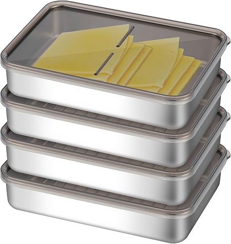 Contenedor de queso para nevera, recipientes de almacenamiento de carne de delicatessen con tapas, recipiente de tocino para refrigerador,