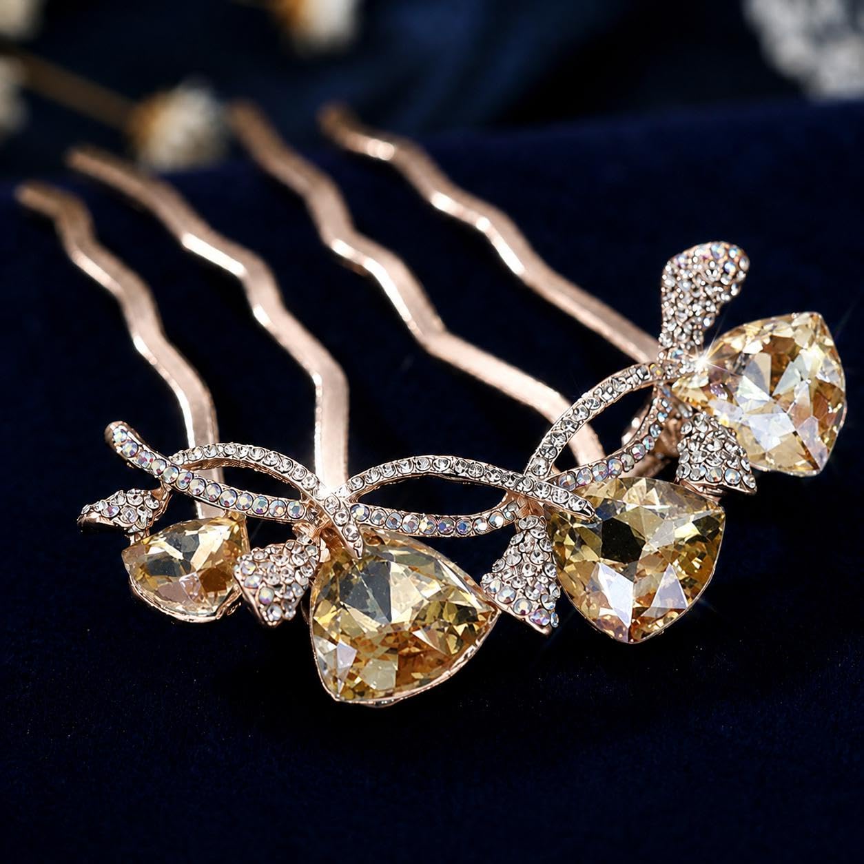 Rhinestone Floral Hair Comb, Alloy Updo Accessory for Wedding Buns, Twists, Formal Events and Party Hairstyles