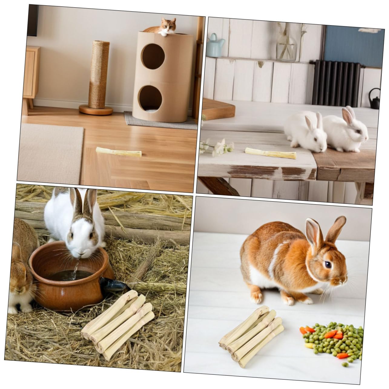 Varillas de para Conejos y Roedores Juguetes de Bambú Natural para Masticar Dental y Entretenimiento para Hámsters Chinchillas y Conejillos de Indias