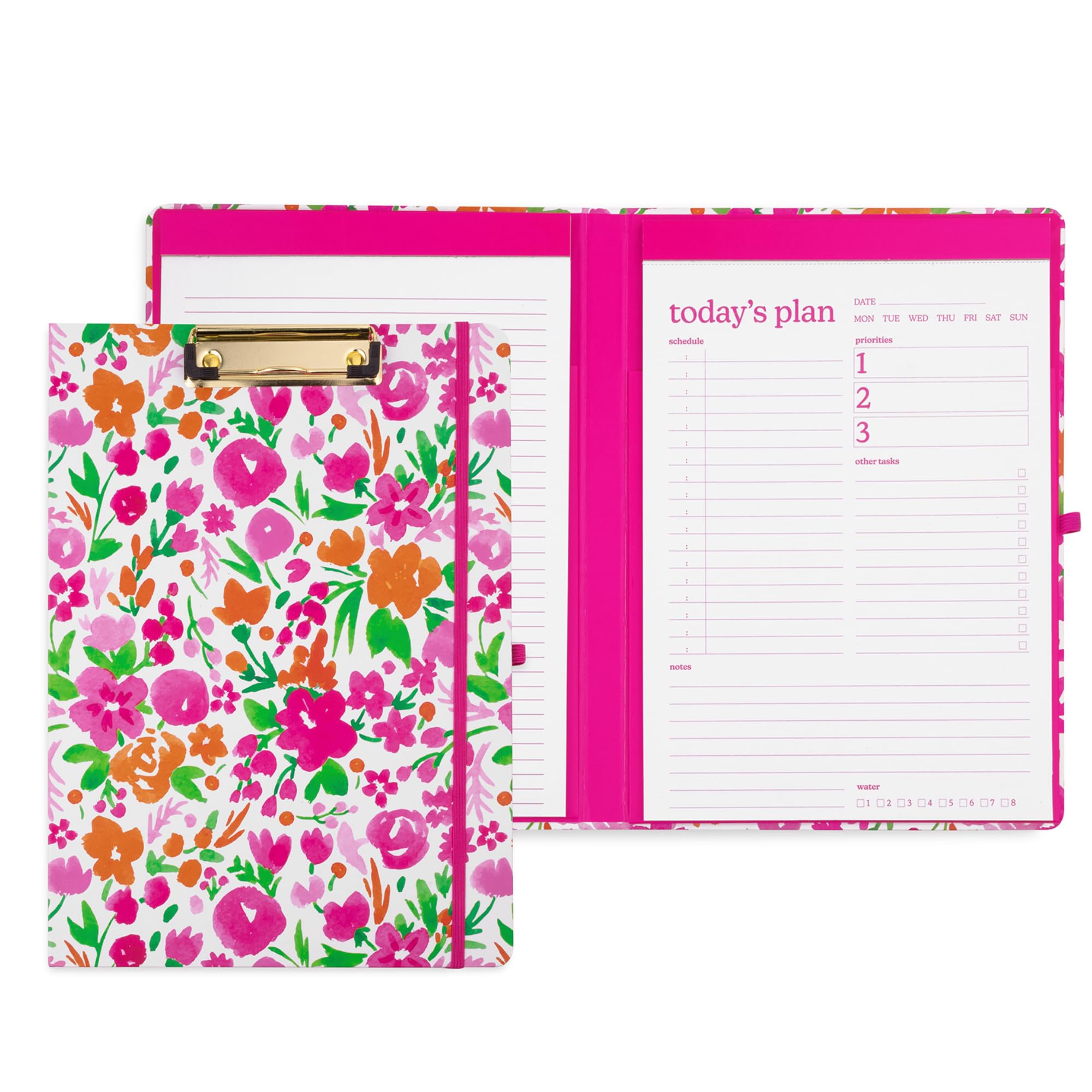 Steel Mill & Co Cute Clipboard Folio With Refillable Lined Notepad and Daily Planner, Double Clipboard Folder