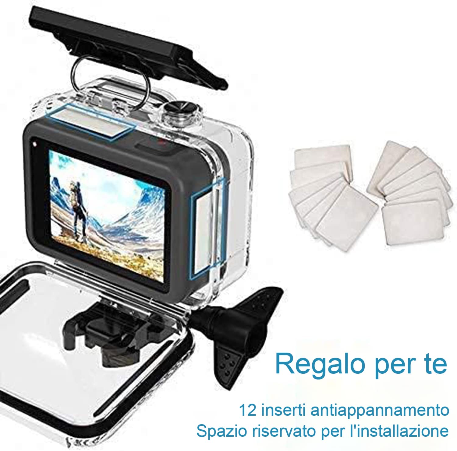 FitStill Custodia impermeabile 60M/196FT per Go Pro Hero 13/Hero 12/Hero 11/Hero 10/Hero 9 Black, custodia protettiva subacquea con accessori per fotocamera Go Pro Hero 13/12/11/10/9 Action camera