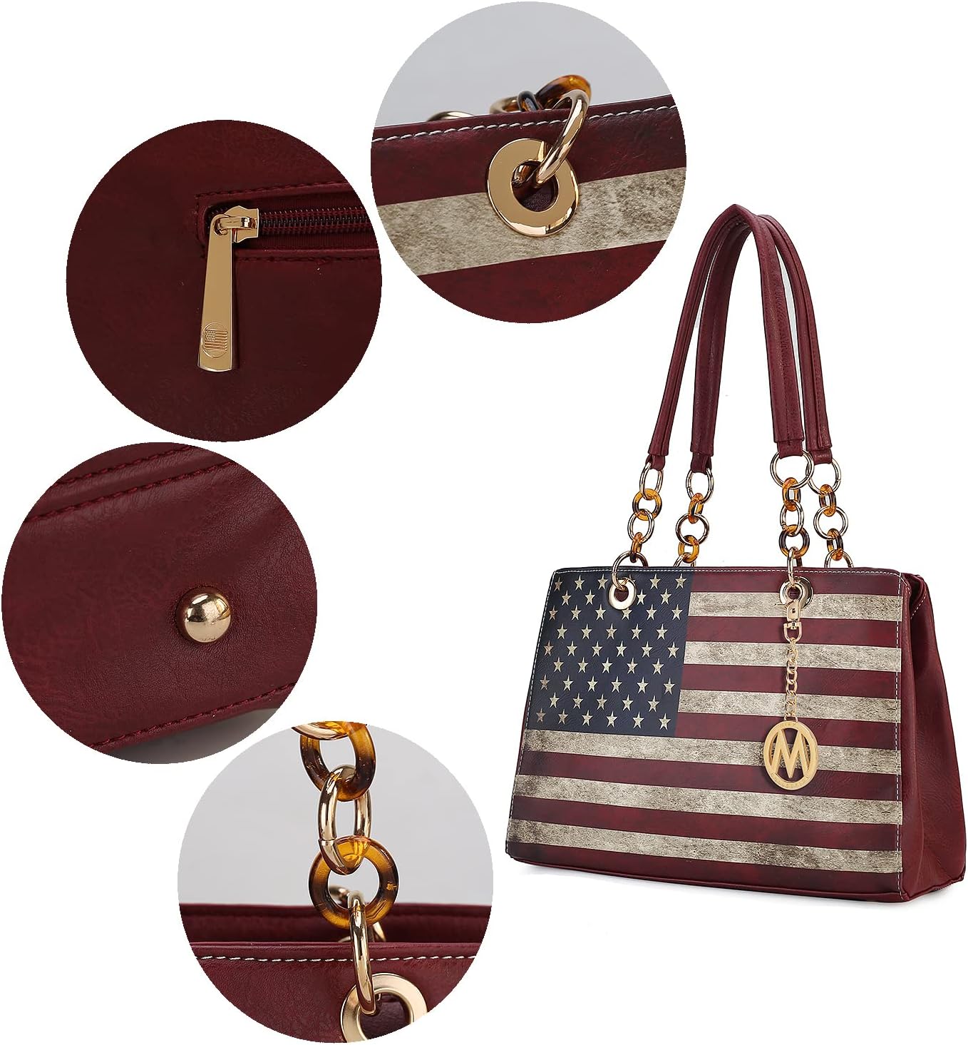 MKF Collection Patriotic Shoulder Bag for Women, USA Satchel Vegan Leather Designer American Flag Handbag Tote Purse - Image 7