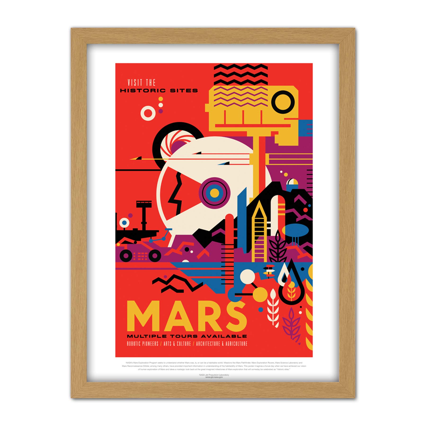 Wee Blue Coo NASA Space Travel Advert Mars Artwork Framed Wall Art Print 18X24 Inch