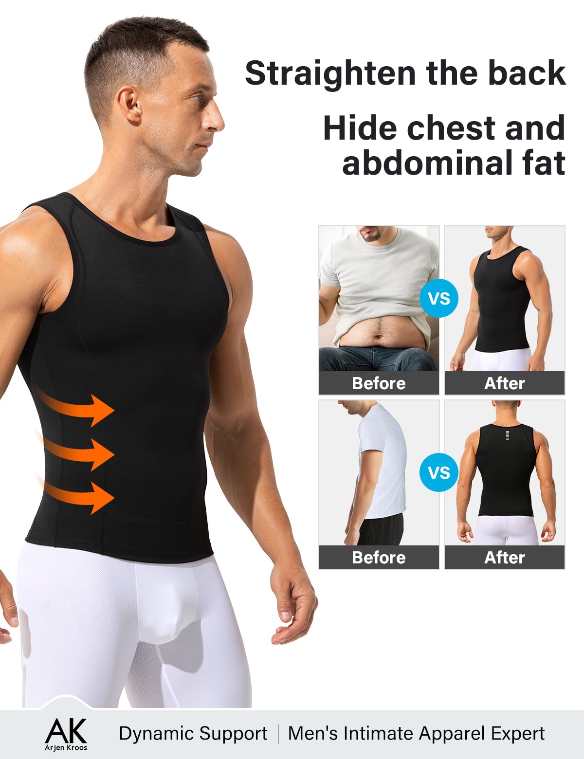 Arjen Kroos Canotte Compressione da Uomo, Canotta Contenitiva Snellente Maglia Modellante Dimagrante Shapewear Intimo Senza Maniche per Bodybuilding Palestra