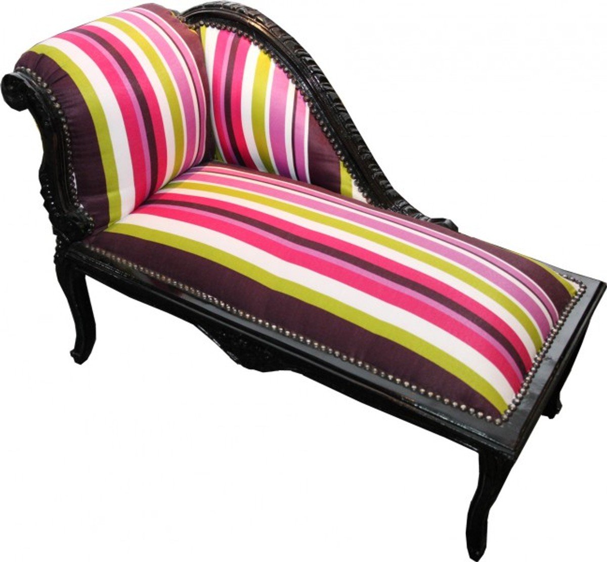 Casa Padrino Baroque Kids Chaise Colorful Stripes/Black - Baroque Furniture