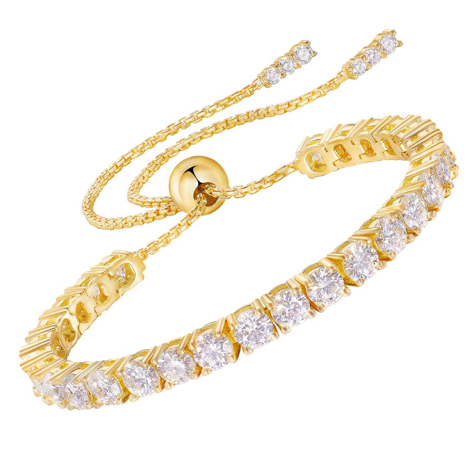 Bracciale da donna in argento Sterling 925, ipoallergenico, regolabile, colore D, purezza, VVS1, con diamanti solitari, regalo di compleanno e San Valentino