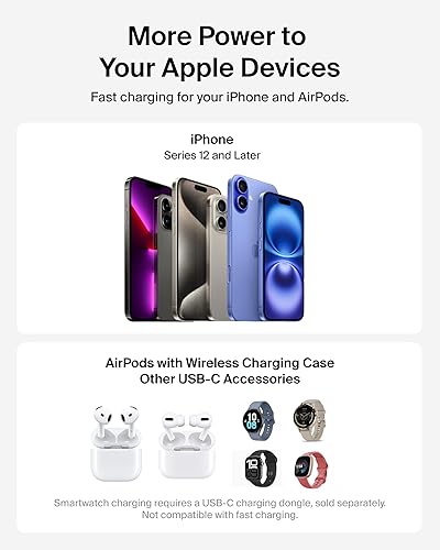 Miniatura 9 de Belkin Compatible con cargador MagSafe, estación de carga 2 en 1, base de carga inalámbrica magnética Qi2.2 de 25 W, soporte plegable, con puerto