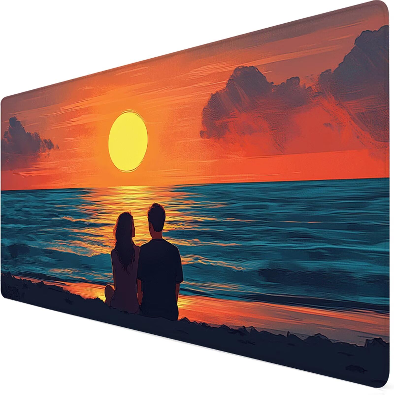 Podkładka pod mysz xxl 1000x500x3mm podkładka pod mysz z zachodem słońca pomarańczowa poprawia precyzję i szybkość, wodoodporne antypoślizgowe, szyte krawędzie, akcesoria do gier, komputer, gry Y7-830