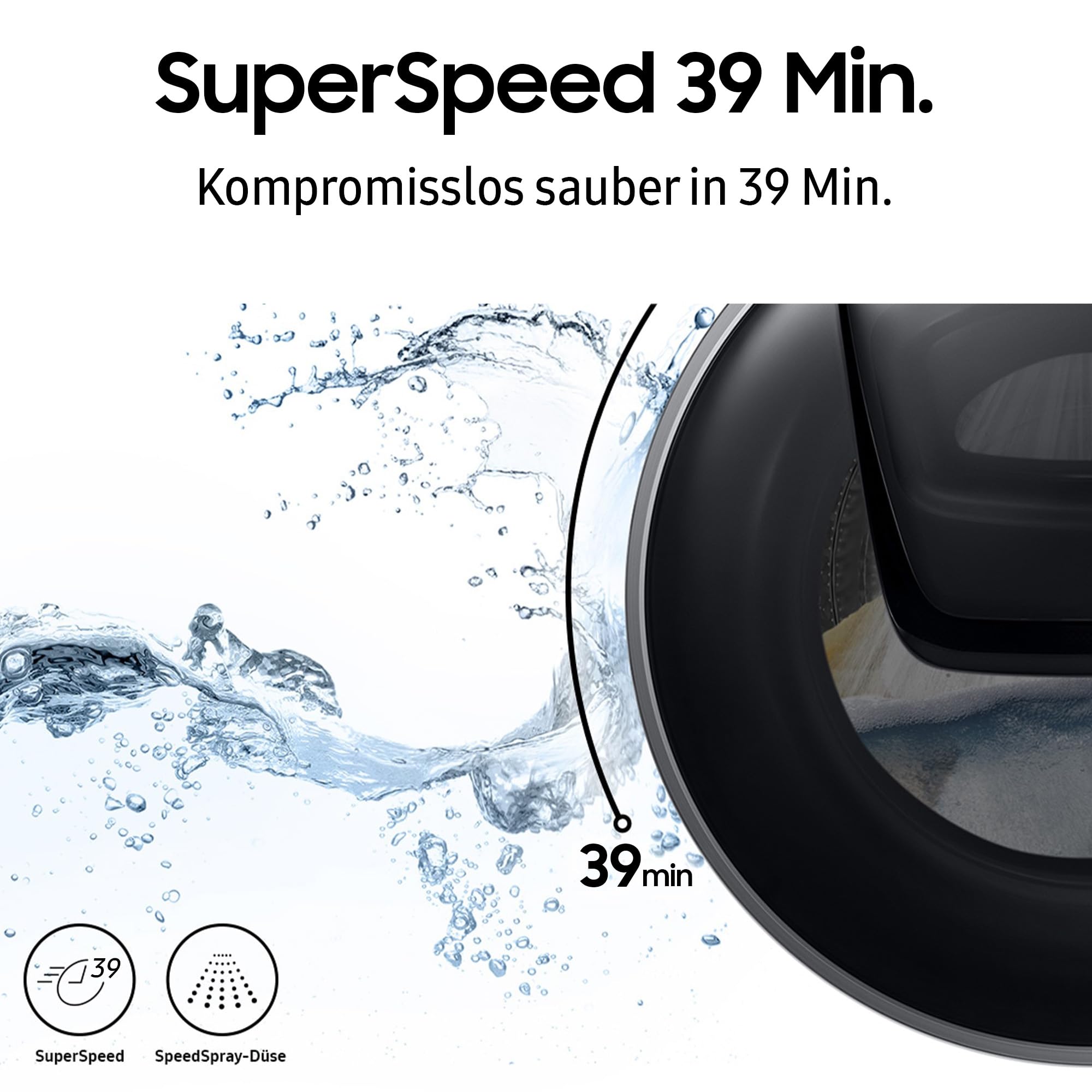 Samsung WW11DG5B25TEEG Waschmaschine, 11 kg, 1400 U/min, EEK A, AI Ecobubble, SmartThings, SuperSpeed 39 Min, Hygiene-Dampf, Weiß