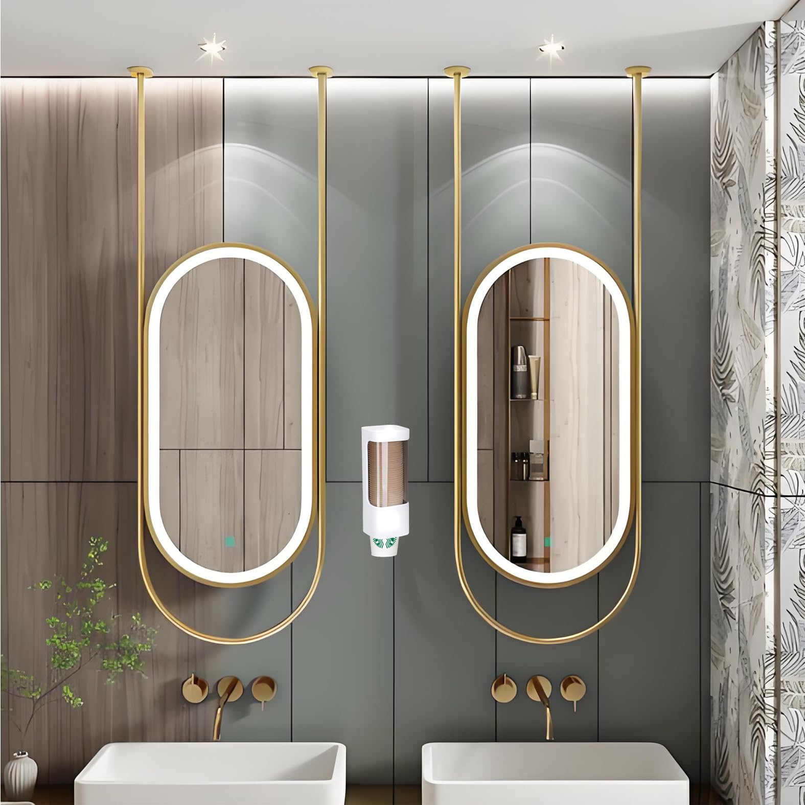 Septe Dispensador de tazas de baño montado en la pared, dispensador de vasos desechable de 3 a 5 onzas para el hogar, la oficina (blanco)