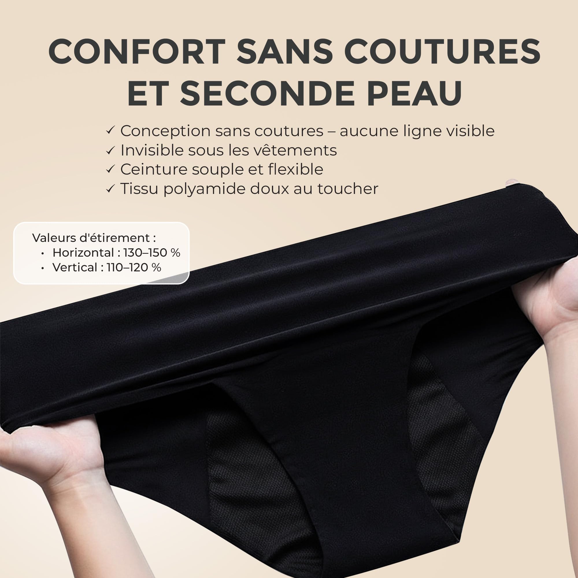 Madeline Lot de 3 Culottes Menstruelles 60 ML Flux Très Abondant Oeko-TEX sans PFAS