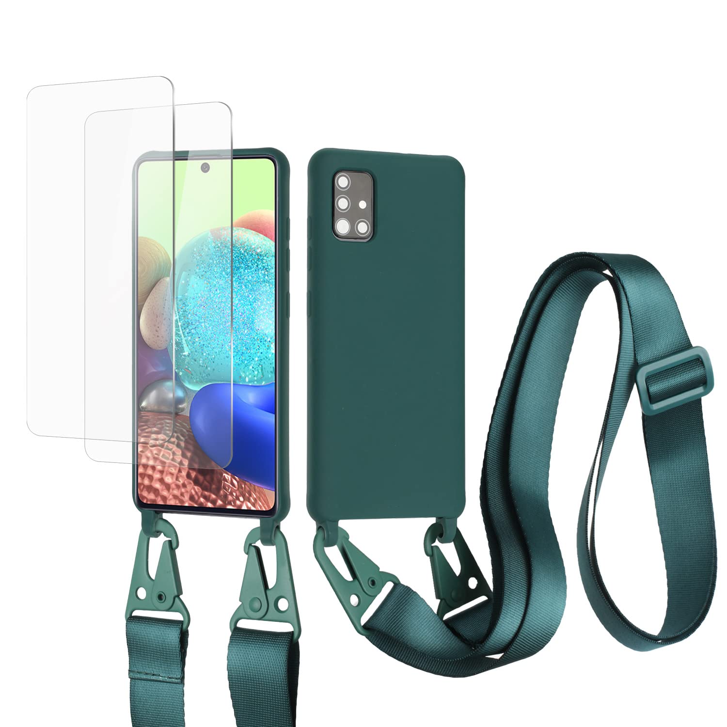 vrupin Funda Compatible con iPhone 13.con (2 x Protector Pantalla)con Cuerda Case con Ajustable Cordón.Silicona Líquida Funda-Loto Color — view 17