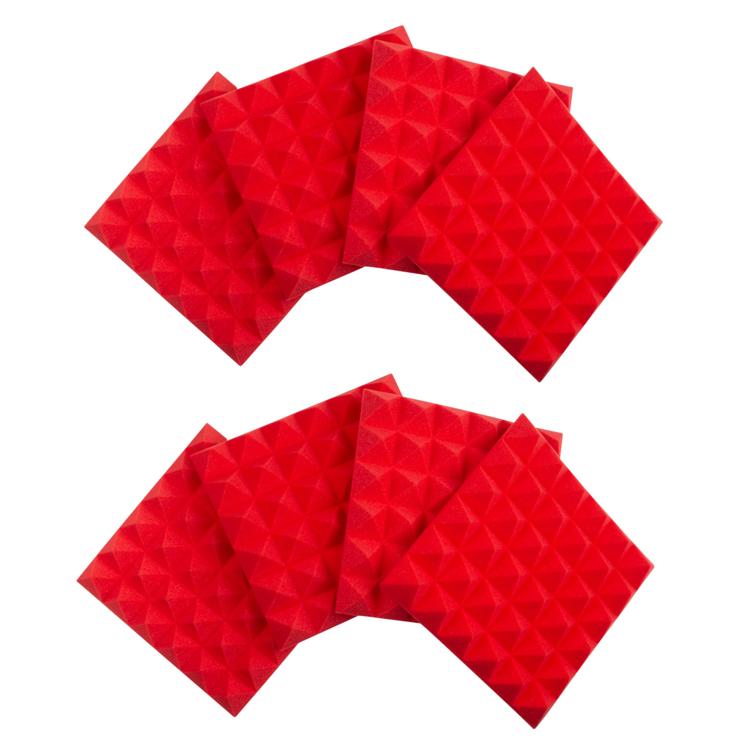 Gator Frameworks - Pannelli fonoassorbenti piramidali in schiuma spessa 5,1 cm, 30,5 x 30,5 cm, confezione da 8, colore: Rosso (GFW-ACPNL1212PRED-8PK)