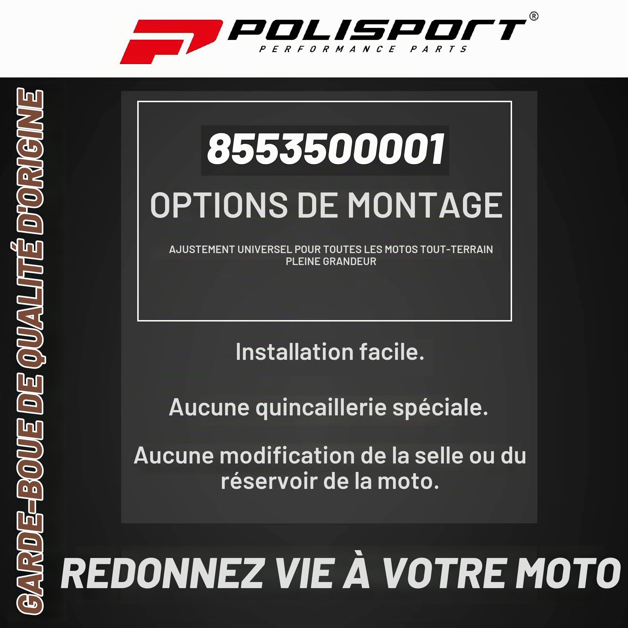 Polisport SM-Line Garde-Boue Avant pour Moto Blanc