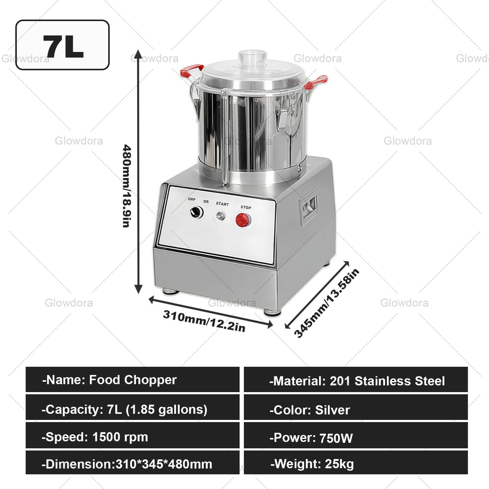 Food Processor Multifunzione Trita Verdure Cipolle Carne Salse, 5l/7l/10l/15l, Modello da Banco per Ristoranti Hotel Mensa Scuola Locali Barbecue 7L