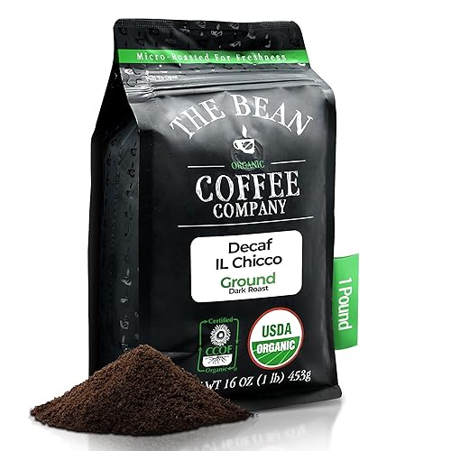 The Bean Organic Coffee Company Procesado por agua DECAF IL Chicco (tostado italiano tradicional), tostado oscuro, café molido, bolsa de 16 onzas,