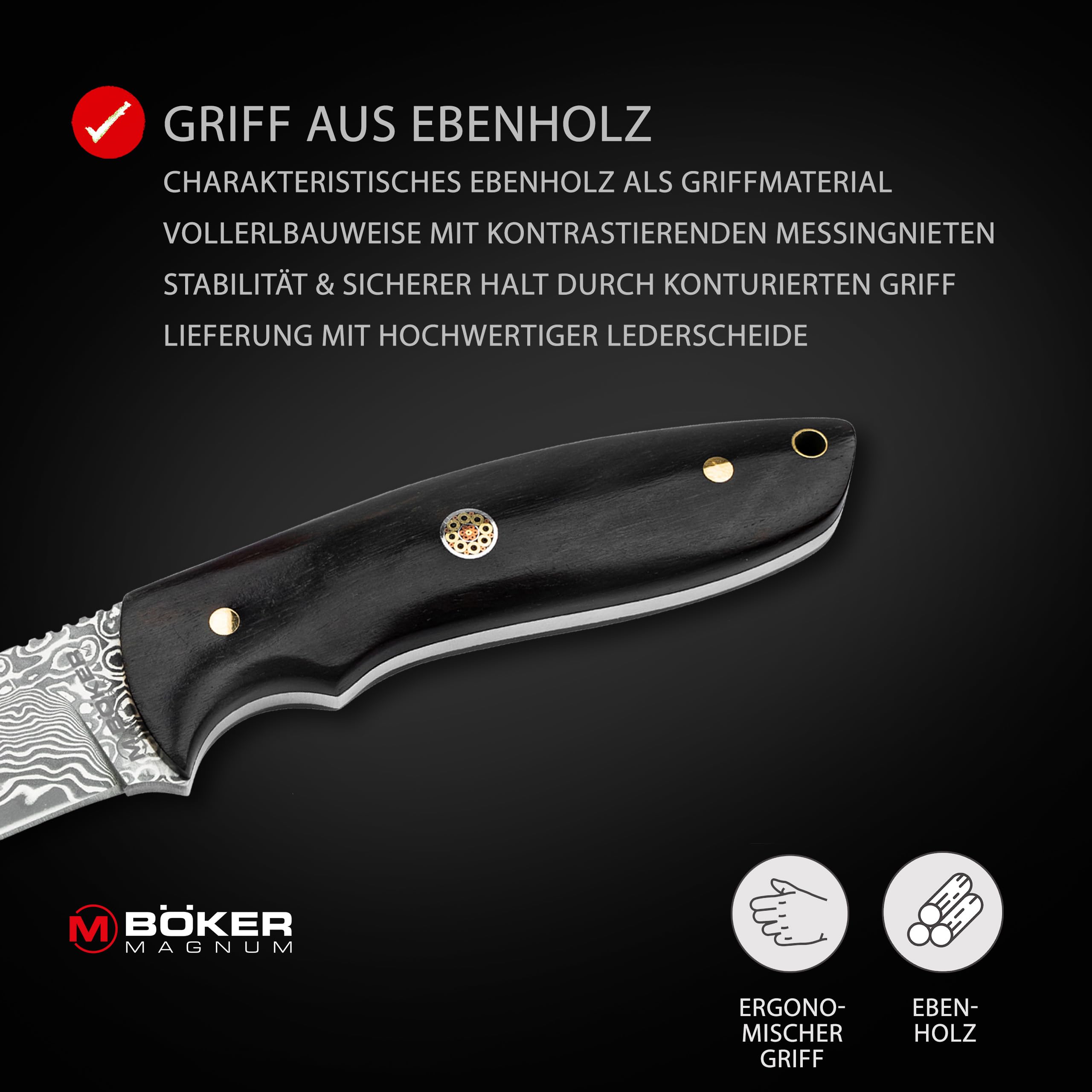 Magnum BÖKER Vernery Couteau De Chasse En Acier Damassé Avec