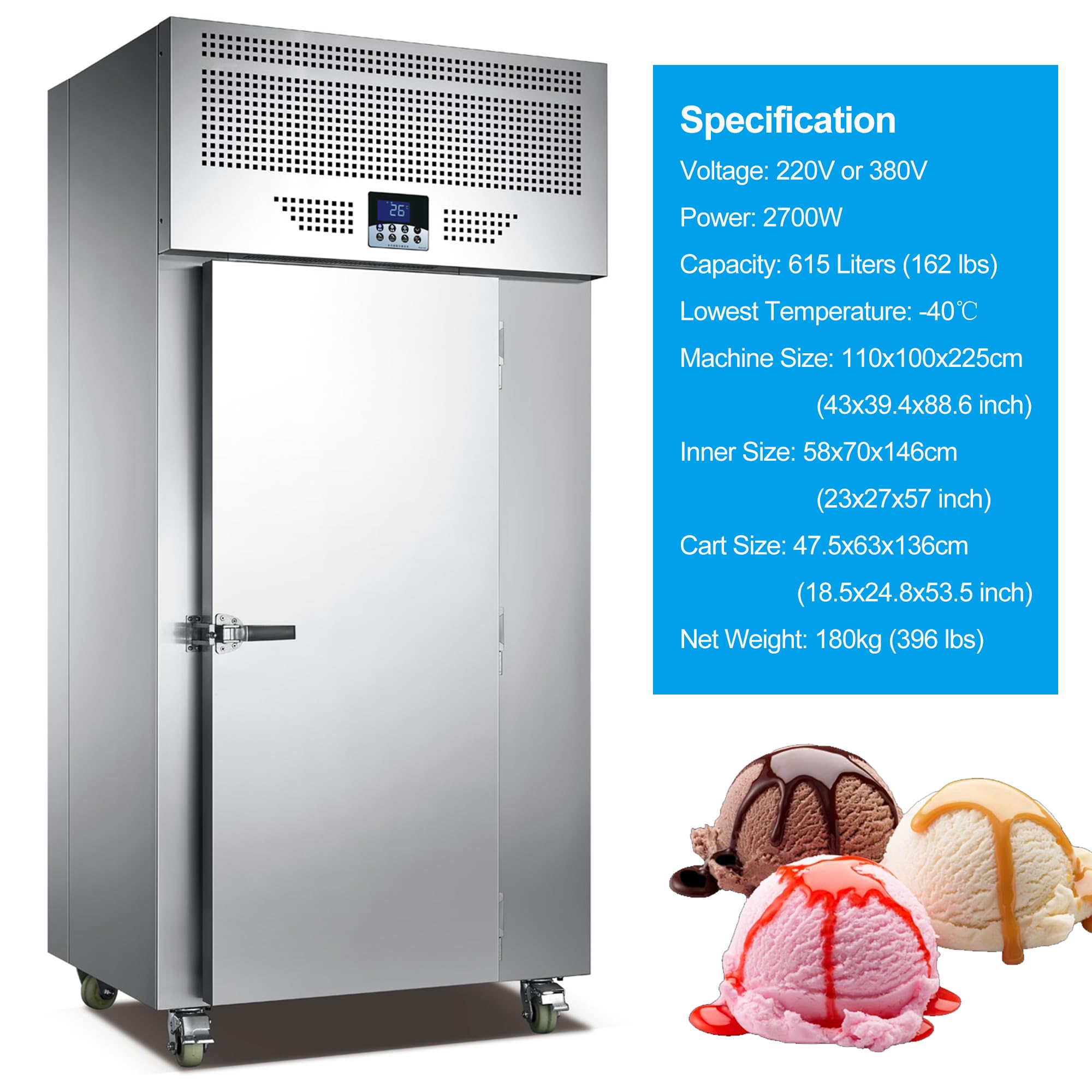 Adcraft BDCF-6-CG Black Diamond Chest Freezer, 6.4-Cubic Feet, Curved Sliding Glass Lid, 115v