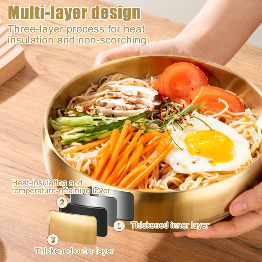 FARYODI 2 ciotole grandi in acciaio inox, con isolamento termico e anti-scottatura, per antipasti e dolcetti, ristorante coreano, matrimoni, feste