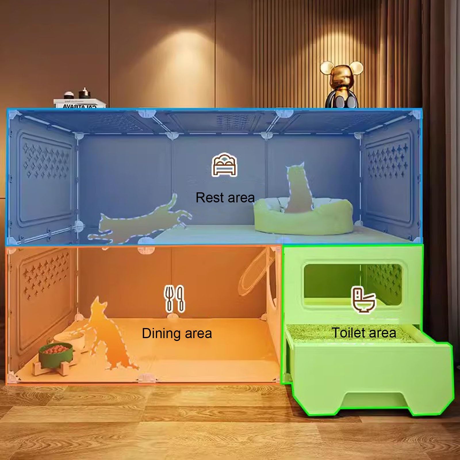 Amazon | 猫ケージ - 猫ヴィラ - 家庭用屋内オールインワン猫ハウス