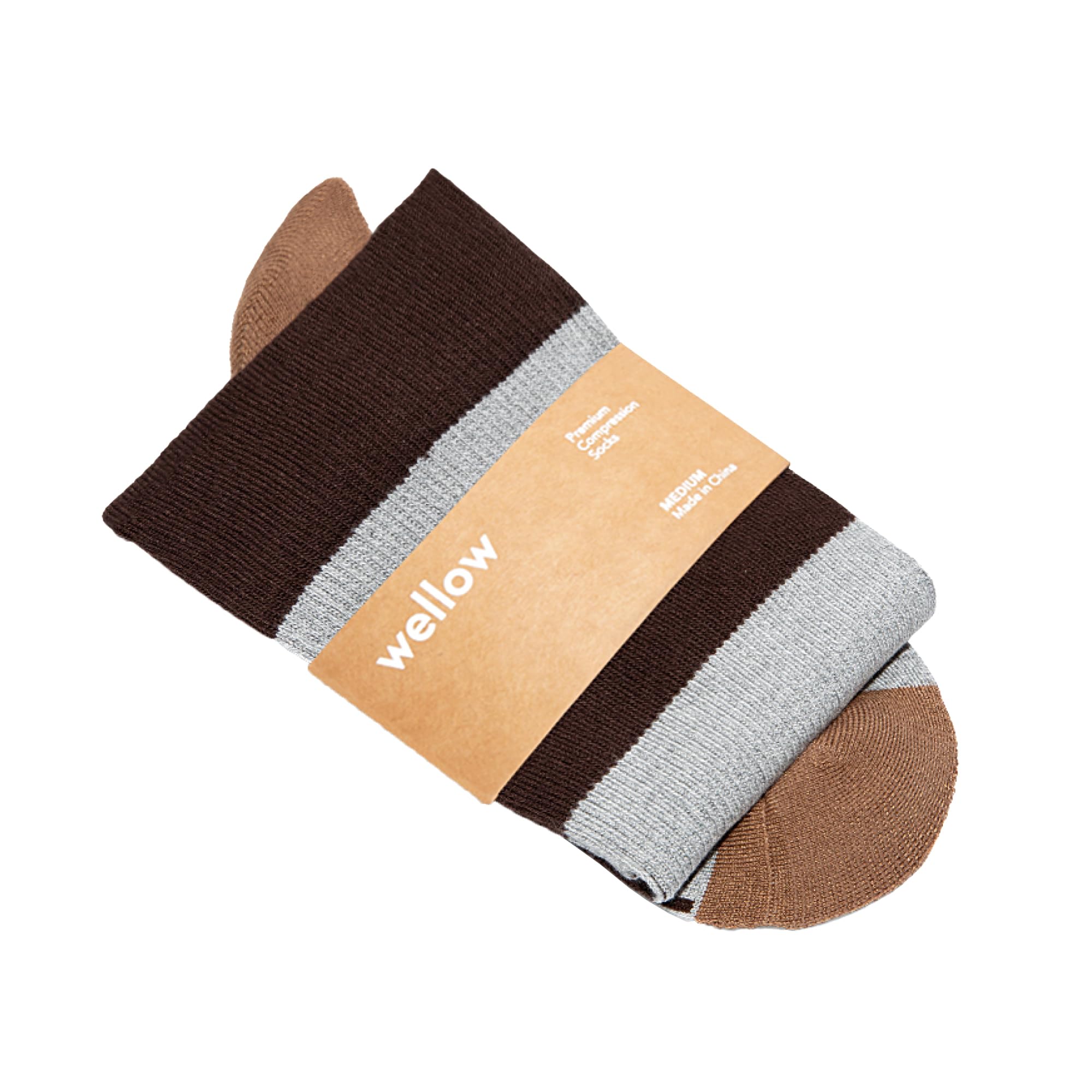 Wellow Knee High Compression Socks for Men &amp; Women | 18-25 mmHg Made with Viscose from Bamboo | Relieves Swelling- Stripes