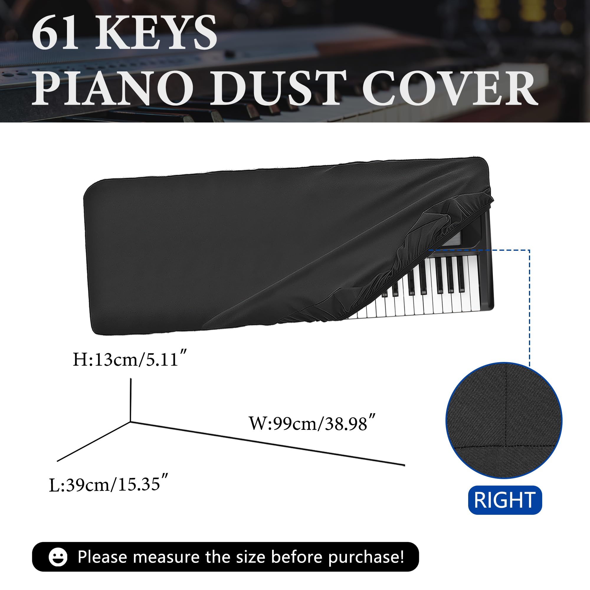 Musiin 61 keys piano keyboard dust cover, compatible with KORG EK-50 CSA, EK-50, EK-50 Limitless, EK-50 - Image 2