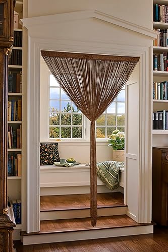 Miniatura 7 de YIIBAII - Cortinas de tiras para puerta con flecos para puertas, ventanas, decoración de habitación, divisor para sala de estar (39"x79", Café)