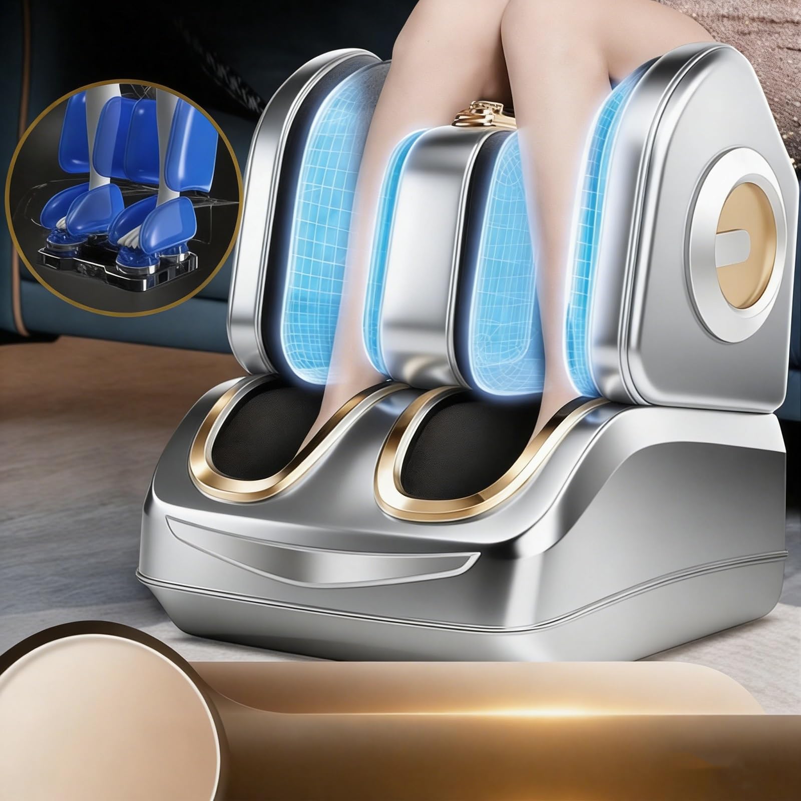 Massaggiatore Per Gambe, Con Diversi Programmi Di Massaggio Facile Da Usare A Casa Migliora La Qualità Della Vita(Gray)