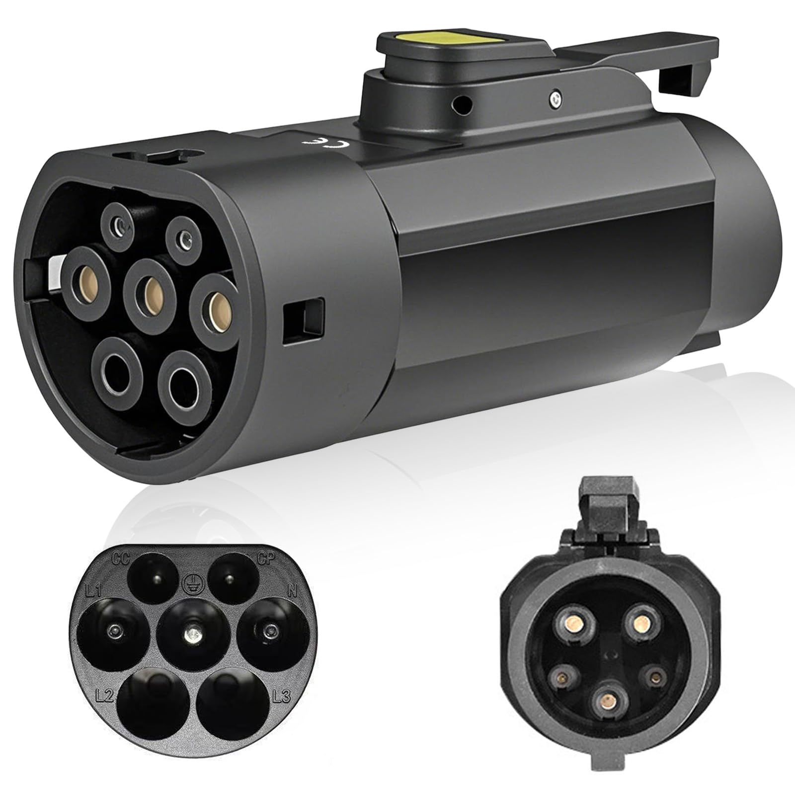 Typ 2 auf Typ 1 EV-Adapter - 32A Hochwertiger EV Ladekabel Autoladegerät Adapter, Typ 2 bis Typ 1 EV für Elektrofahrzeug Ladekabel, Elektrofahrzeug Ladegerät Konverter Auto Ladeadapter