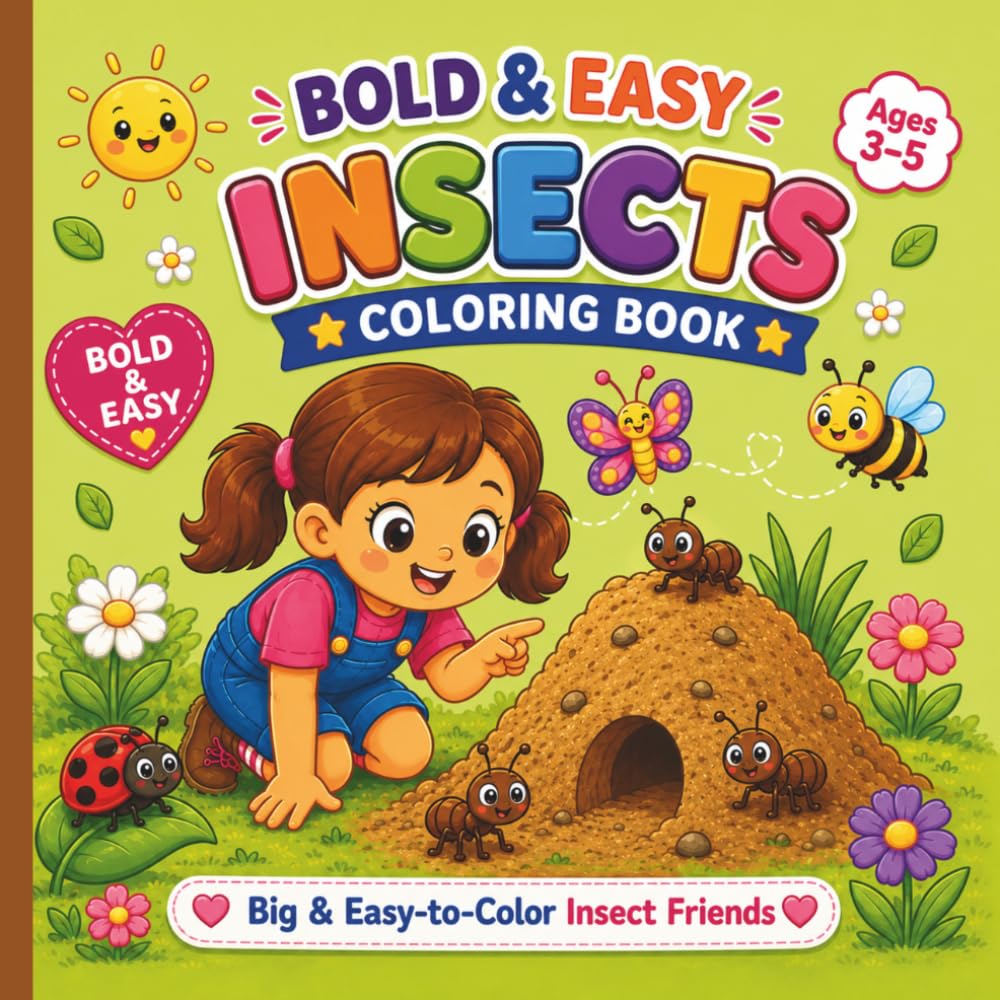 Bold & Easy Insects Coloring Book for Kids Ages 3–5: Cute Bug Adventures with Big, Simple and Easy-to-Color Insect Designs for Preschoolers and ... and Easy Coloring Books for Kids Ages 3–5)