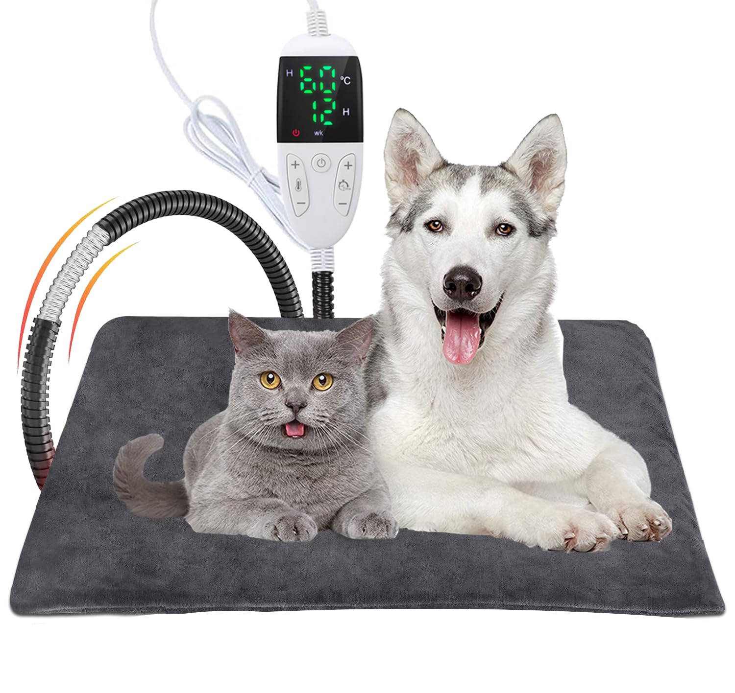 Pet Heating Pad 45 * 70cm Adjustable Timer & Adjustable Temperature,Waterproof Safe Heated Pet mat for Dog Cat