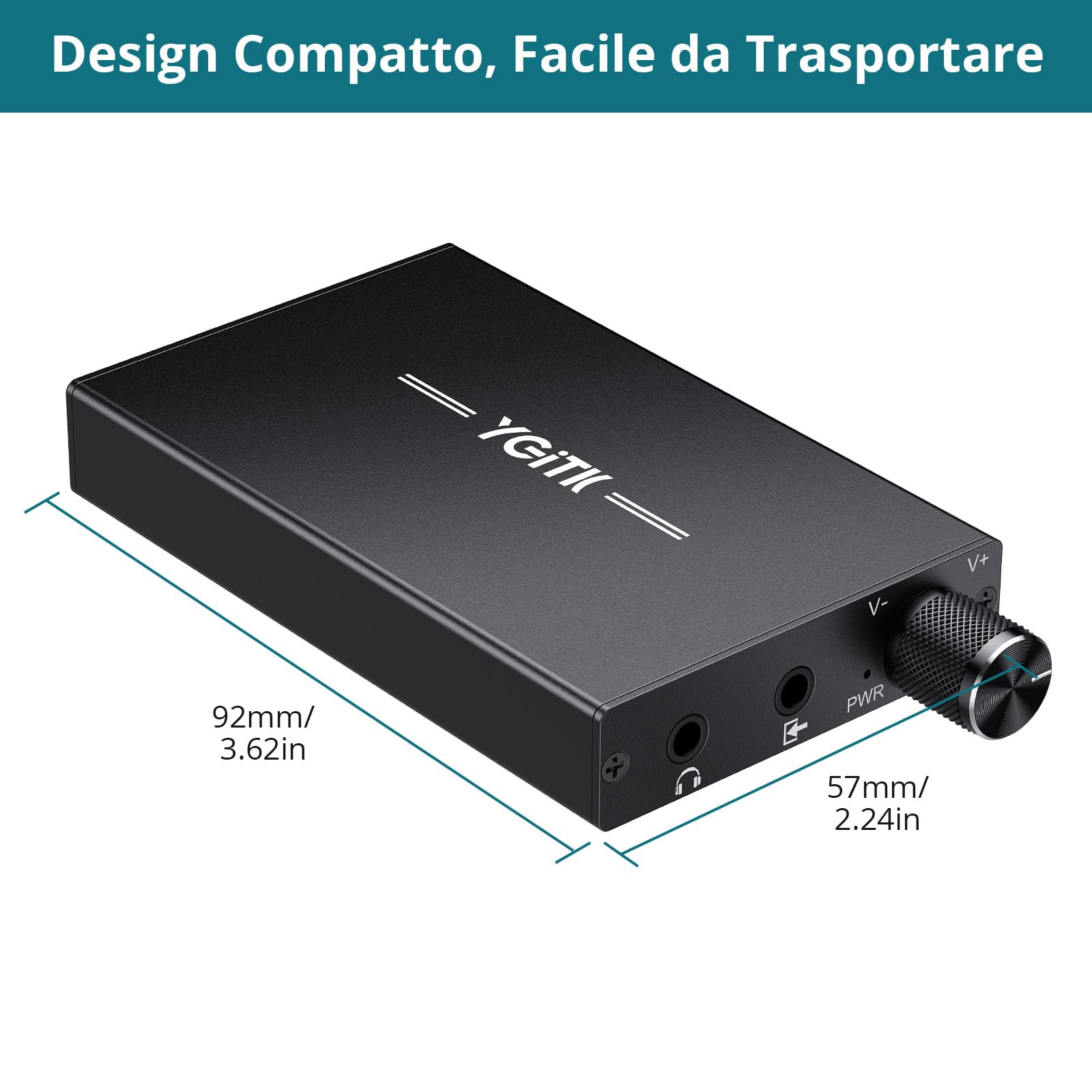 Amplificatore Hifi per Cuffie Portatile 16-300Ω, 1500mAh con 8h di Riproduzione, Interfaccia Type-C,Jack Audio 3.5mm,Carcassa in Alluminio,Compatibile con MP3/Smartphone/Laptop/PC