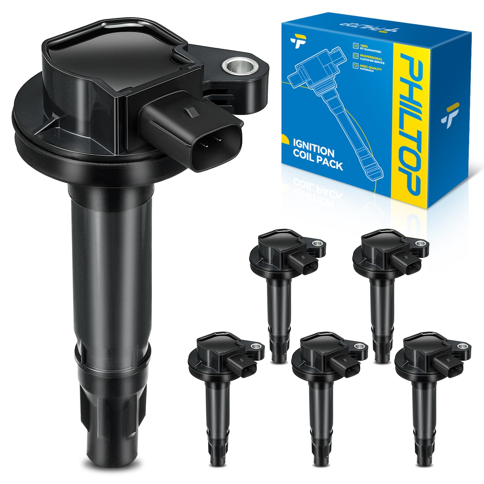 PHILTOP DG520 Ignition coils Fits for Ford 2011-2017 Explorer 3.5L, 2007-2016 Edge 3.5L/3.7L, 2011-2016 F-150 3.5L/3.7L, 2008-2016 Taurus 3.5L, Lincoln 2007-2017 MKX 3.7L,2011-2016 Mustang