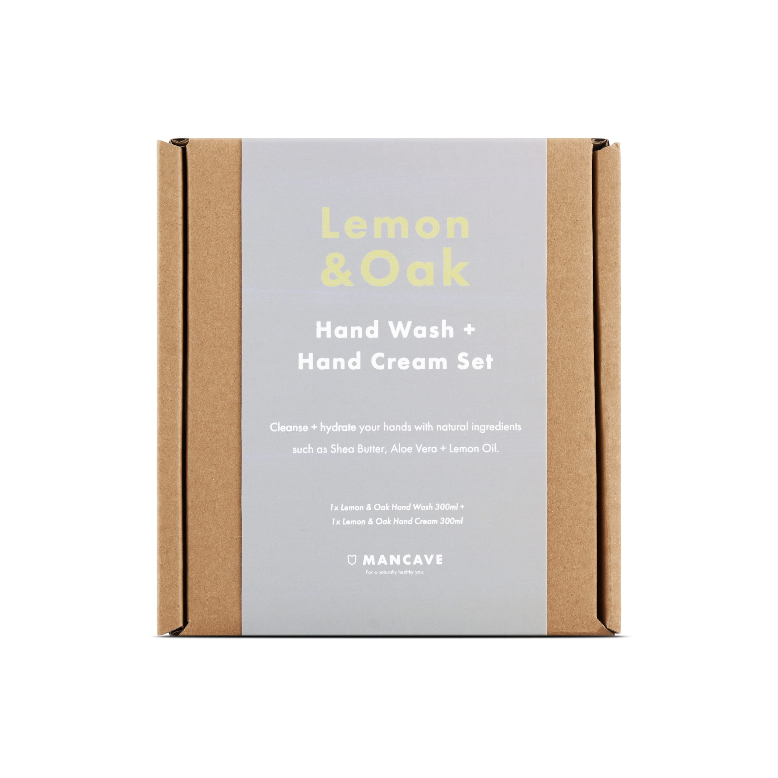 ManCaveLemon & Oak Hand Care Vegan Men's Giftset, Featuring: Lemon & Oak Handwash [300ml] and Lemon & Oak Hand Cream [300ml]