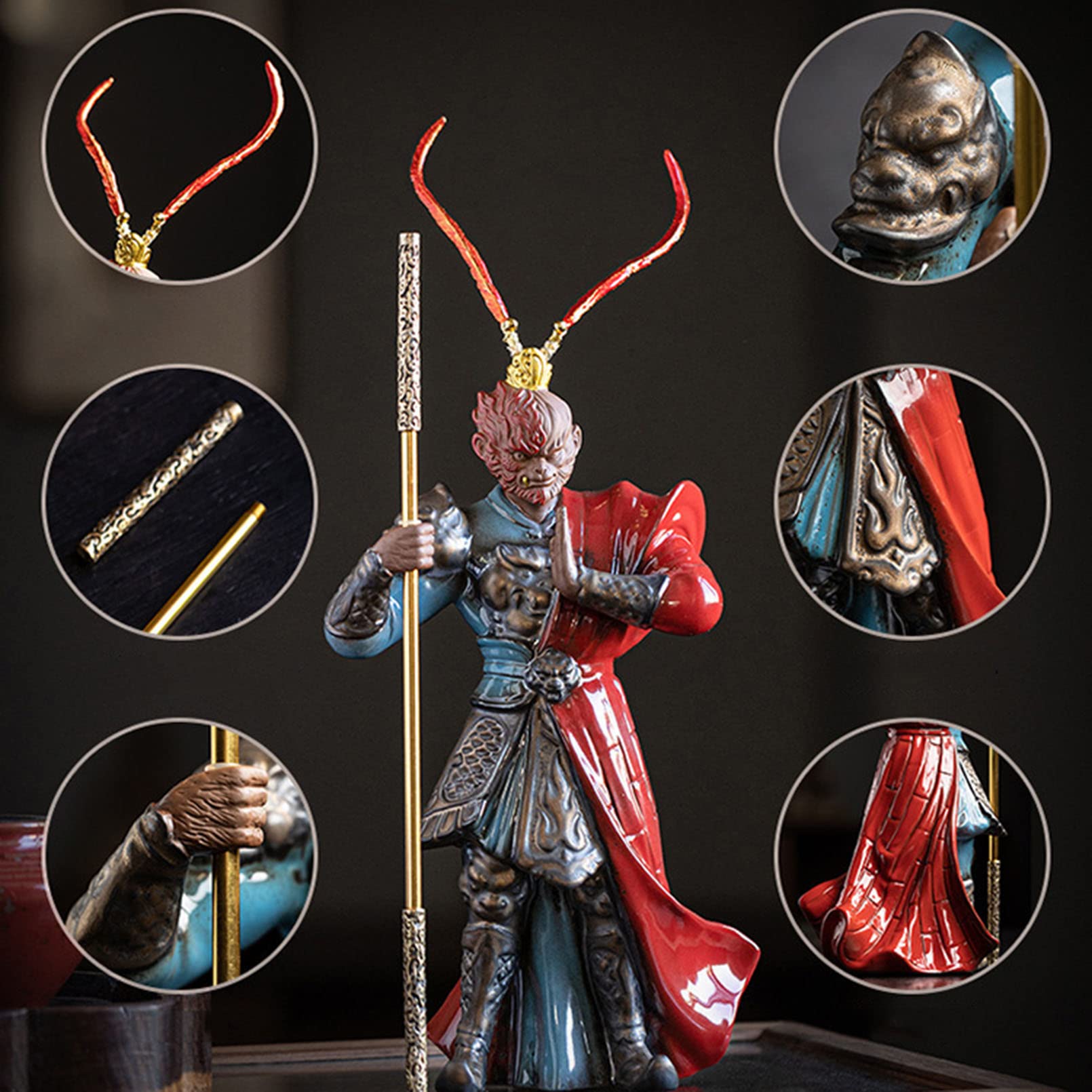 Amazon.co.jp: サル 陶器製 置物 悟空置物猿像中国風水風水装飾